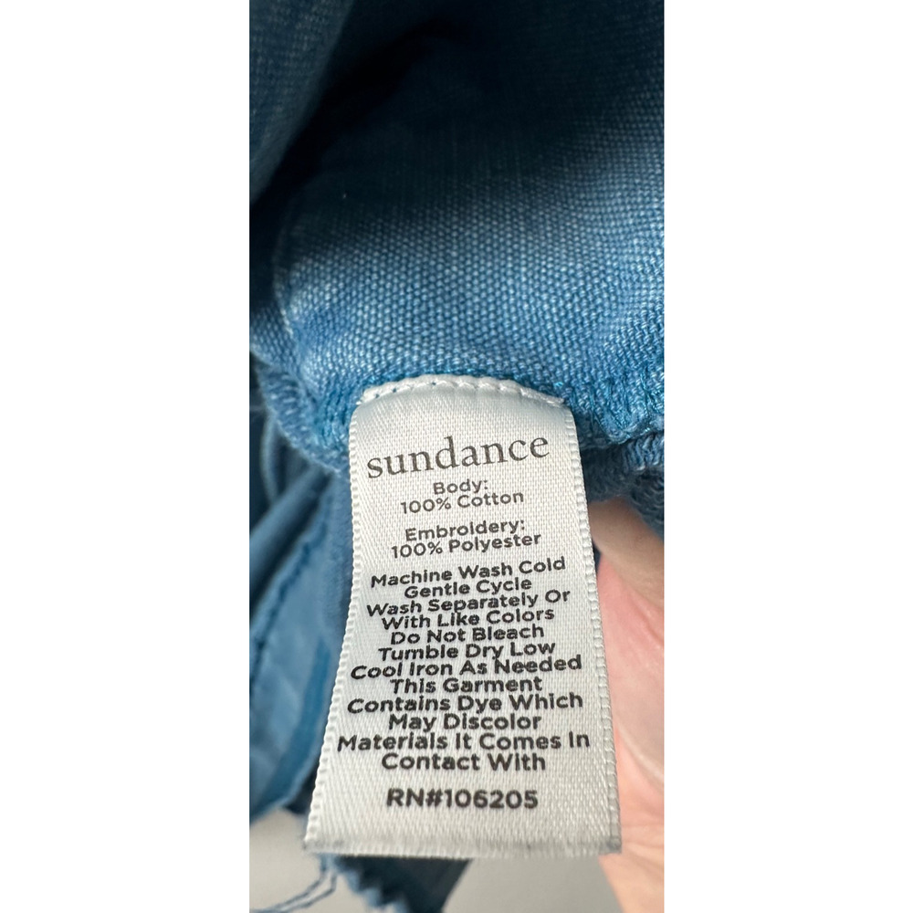 Sundance M Blue Lace Up Embroidered Sleeve Tunic Sweater Sweatshirt Catalog D60 - Picture 4 of 7
